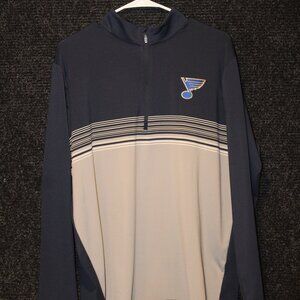 ST. LOUIS BLUES 1/4 ZIP MENS SIZE LARGE EXCELLENT PREOWNED CONDITION